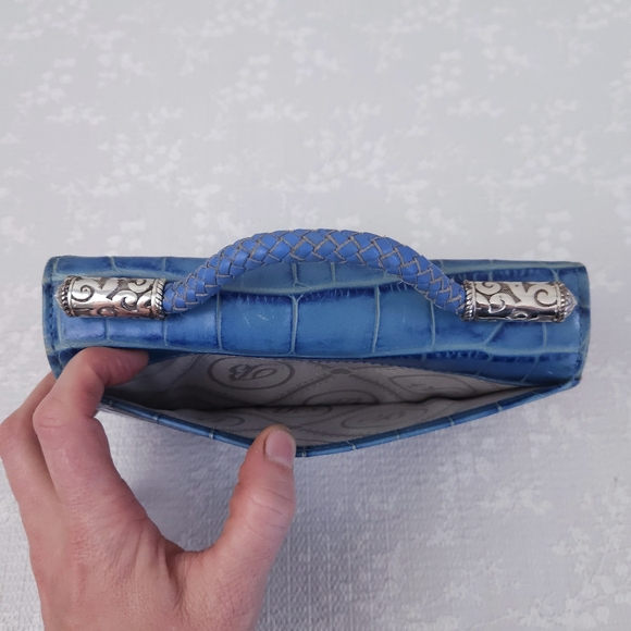 BRIGHTON Croc Embossed Blue Leather Clutch - Picture 5 of 13